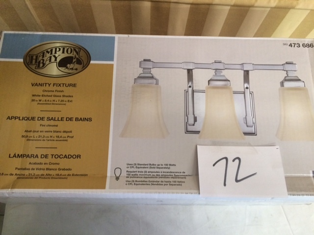 lot 72 image: Hampton Bay Three Light Vanity Fixture