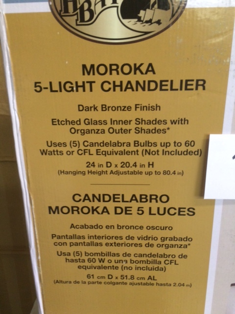 lot 73 image: Hampton Bay Moroka Ceiling Chandelier, 5 Light