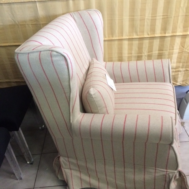 lot 1 image: Striped Fabric Arm Chair