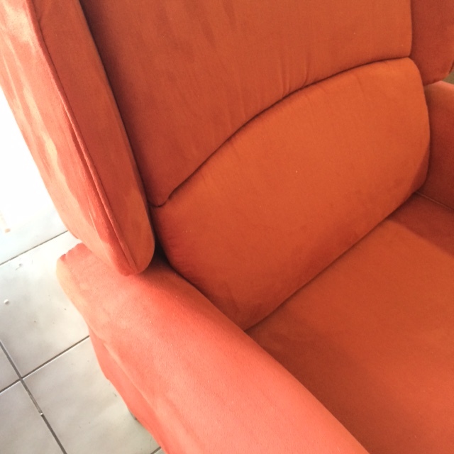 lot 19 image: Rust Orange Microfiber Recliner Chair