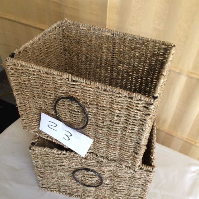 lot 23 image: 2 Units Woven Baskets with Steel Frame