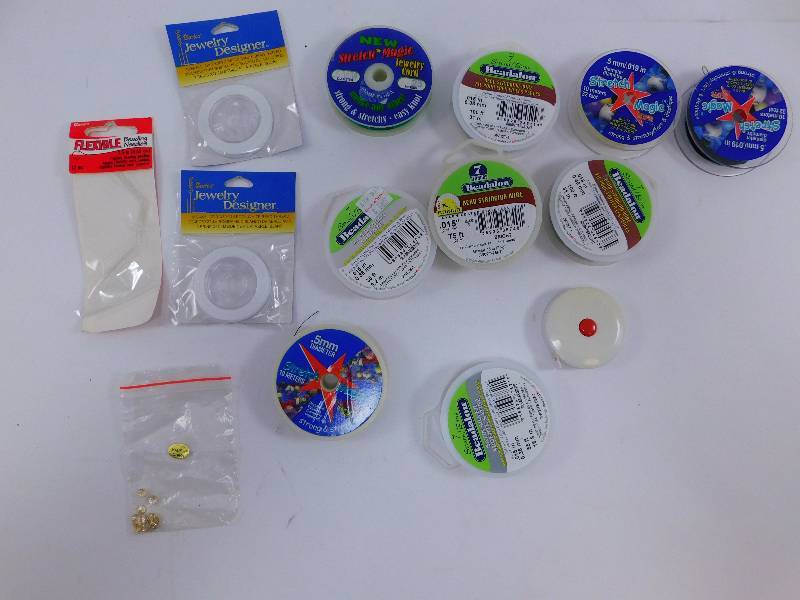 lot 44 image: Lot of Bead Stringing Thread, Wire, Cord, and Beading Needles