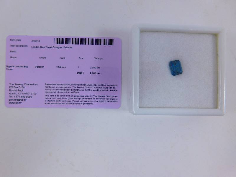 lot 47 image: Certified 2.98 Carat London Blue Topaz - Octagon Cut