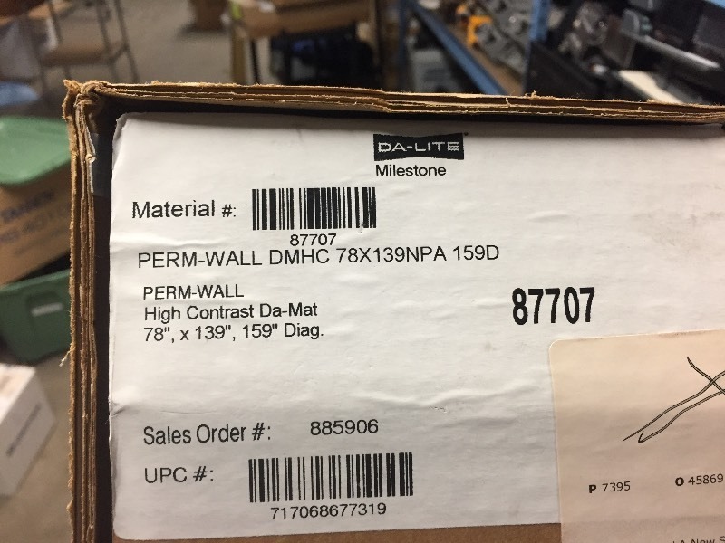 lot 12 image: New Da-Lite 87707 Perm-Wall Fixed Frame Projection Screen (78 x 139)