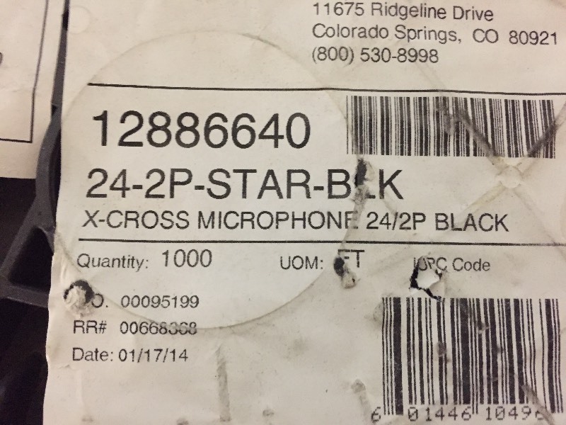 lot 16 image: New 1,000 Spool of Liberty Professional Microphone  Audio Cable, Liberty 24-2P-STAR (Black)