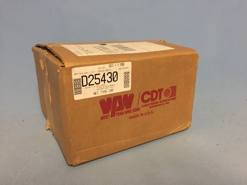 lot 23 image: New  1,000 Spool of West Penn Plenum Audio Dual Twisted Pair Cable