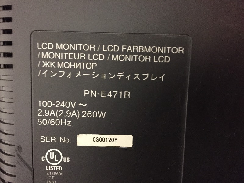 lot 34 image: Sharp PN-E471R 47 ProfessionalCommercial LCD MonitorDisplay