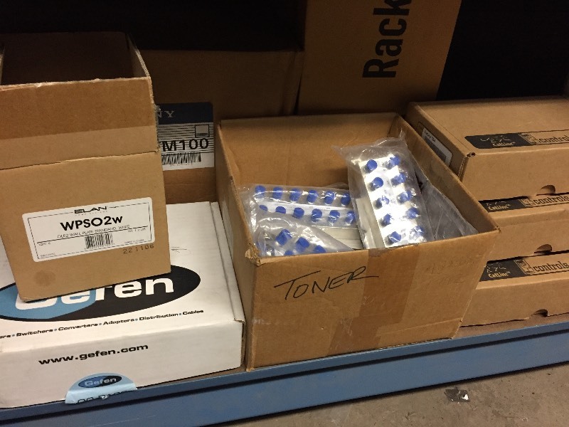 lot 63 image: HUGE LOT  8 Shelf of Miscellaneous Pro Audio  Video & Control Items - MANY NEW ITEMS
