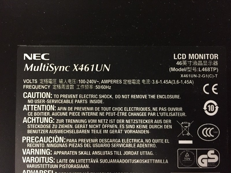 lot 6 image: NEC X461 Ultra-Narrow Bezel, Professional-Grade 46 LCD MonitorDisplay