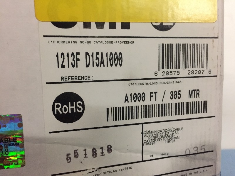 lot 78 image: Large Spool of (New) Belden 1213F Network CAT5 Cable