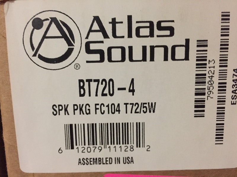 lot 76 image: New in Box  Lot of Four (4) Atlas Sound BT720 4 Ceiling Speakers