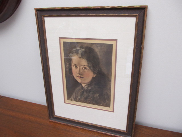 lot 26 image: Signed Antique Framed Mezzo Print - Gretel