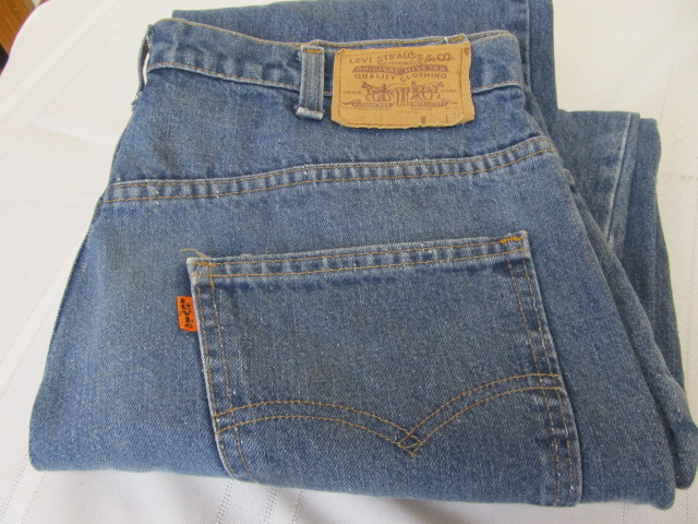lot 42 image: Vintage 1970s Orange Label Levi Jeans
