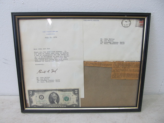 lot 71 image: SIGNED Gerald Ford Letter Display