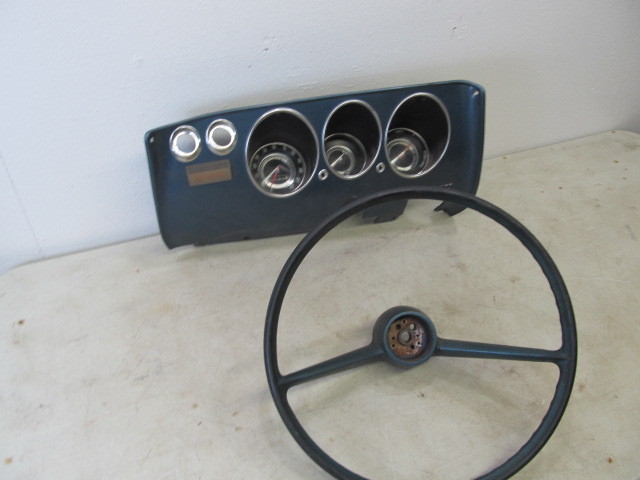 lot 143 image: Vintage Auto Dashboard &amp Steering Wheel