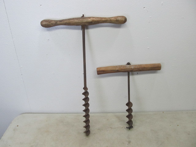 lot 145 image: 2 Large Vintage Auger Drills