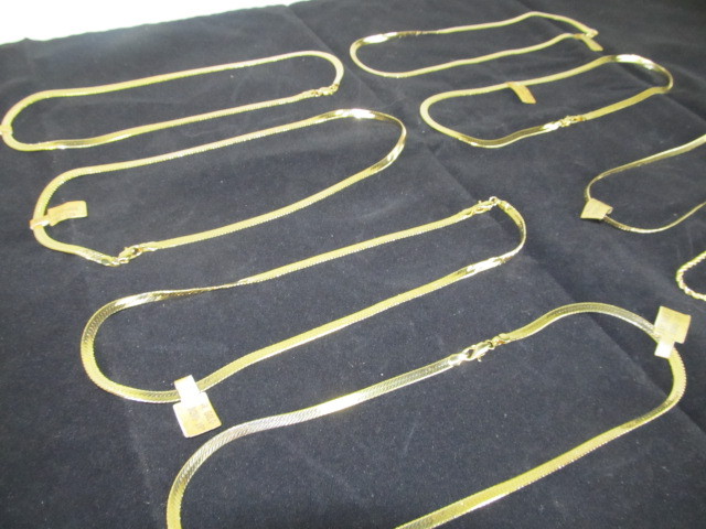 lot 161 image: Large Group of NEW wTags Gold Clad Necklaces & Chains