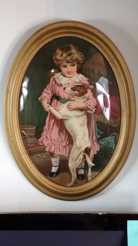 lot 41A image: Bubble Glass Framed Print - Pink Dress Girl