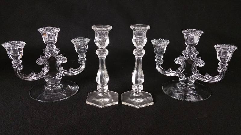 lot 115 image: Antique Glass Candlesticks