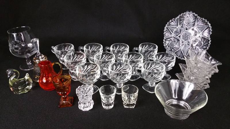 lot 117 image: Large Group of Crystal Cups, Colored Glass, Etc.