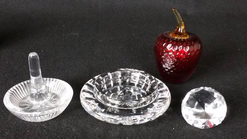lot 122 image: Waterford Crystal, Art Glass Strawberry, Etc.