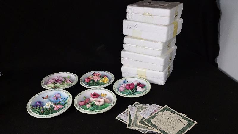 lot 127 image: (5) Lena Lius Beautiful Gardens Collector Plates