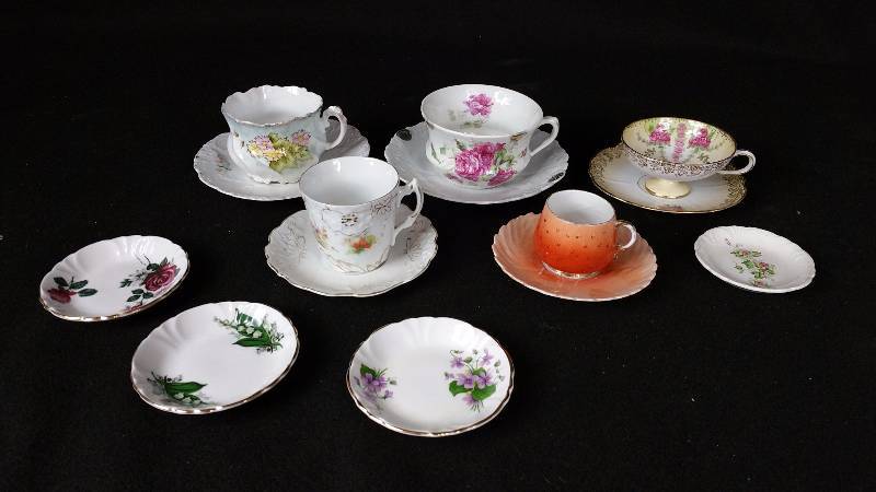 lot 104C image: 5 Teacups & Saucers Including R S Prussia, Princess House, Etc.