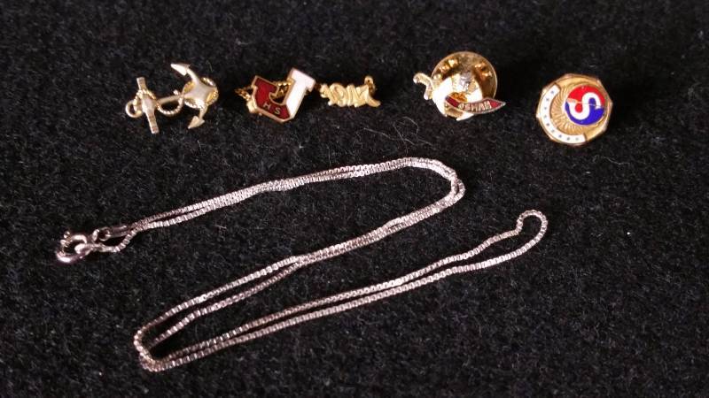 lot 151H image: 1947 Johnson High School, Osman Pin, Sterling Necklace, Etc.