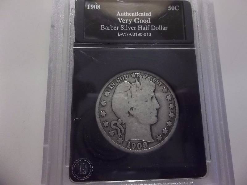 1908 D Barber Half Dollar Slabbed & Authenticated VG