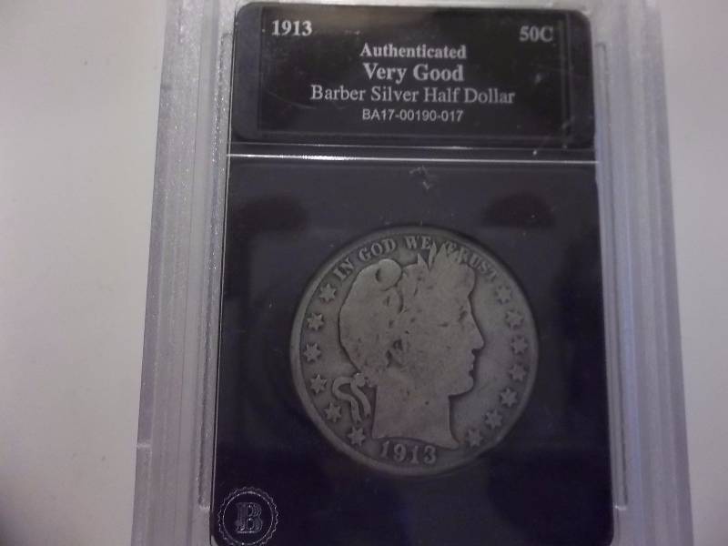 1913 S Barber Half Dollar Slabbed & Authenticated VG