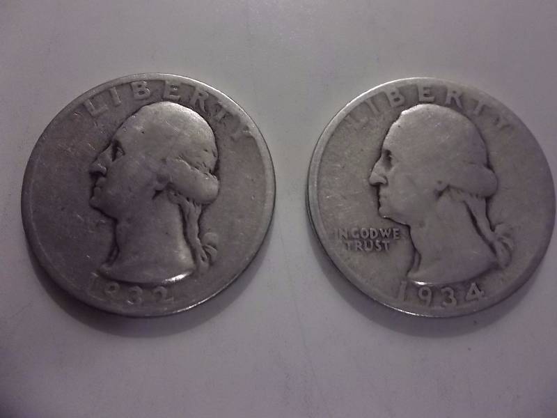 1932, 1934 D Washington Quarters