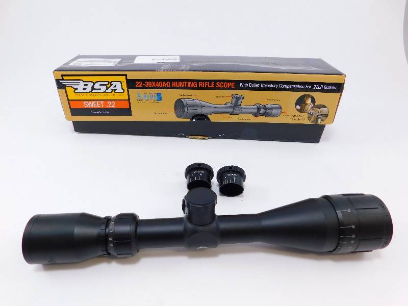 lot 6 image: BSA Optics 22-39x40 Hunting Rifle Scope for w Bullet Trajectory Compensation for .22LR