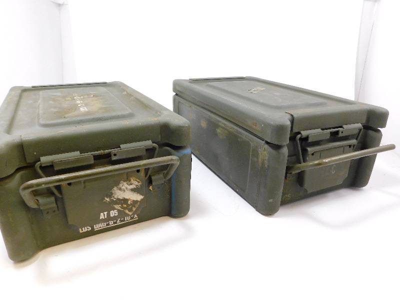 lot 56 image: Lot of 2 Used German Military Surplus C32 Ammo Boxes