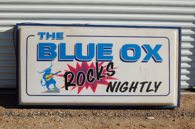 Lighted Blue Ox Bar Sign