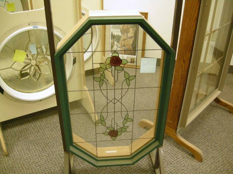 lot 67 image: Elongated Art Glass Window