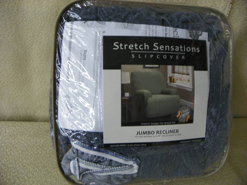 HEATHER STRIPE STRETCH JUMBO SLIPCOVER Blue