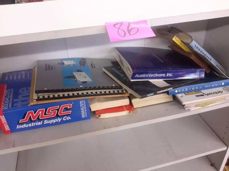 lot 86 image: Shelf, 36in x 12in x 48 in h plus all directories on shelf.