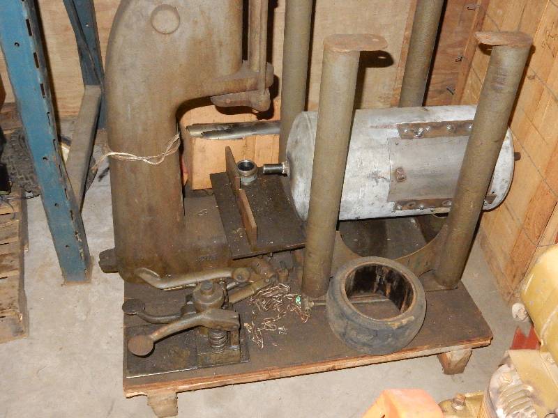lot 17 image: Foot operated hydraulic C frame press with stand.