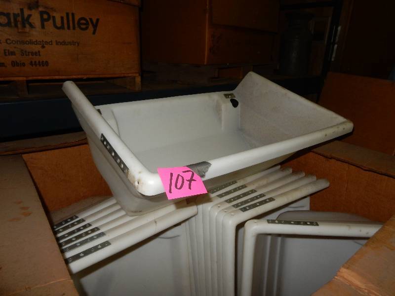 lot 107 image: 17, Heavy Plastic rear mount Grass Baskets.. Use your imagination as to how these could be used..
