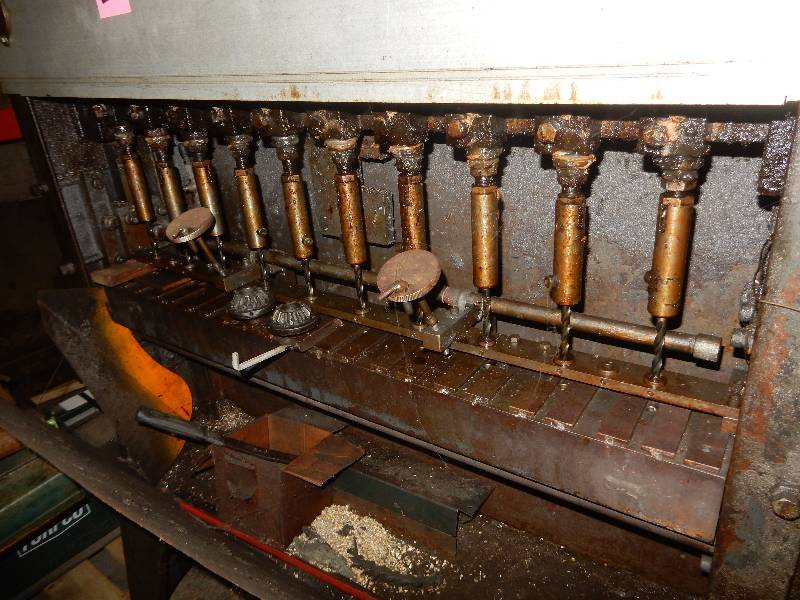 lot 2 image: 10 Spindle Shop Made Drill Press
