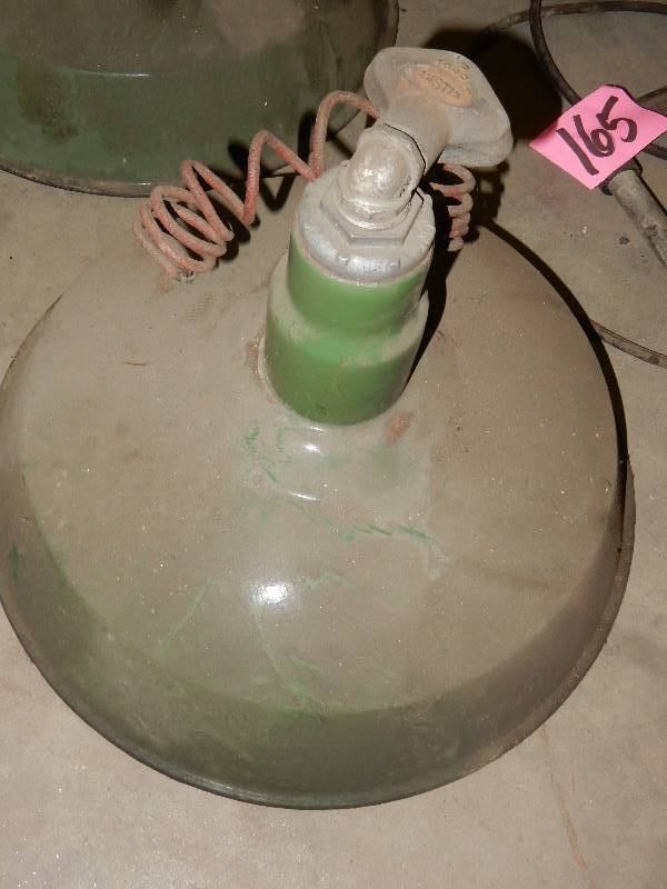 lot 165 image: 3 Enamel Vintage Light Fixtures as pictured