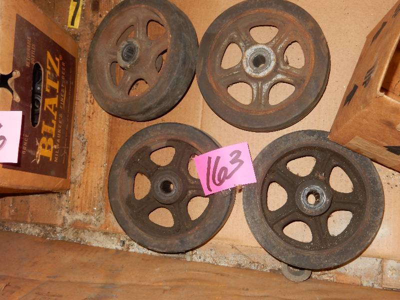 lot 163 image: Heavy Duty Vintage Wheels, 8 in