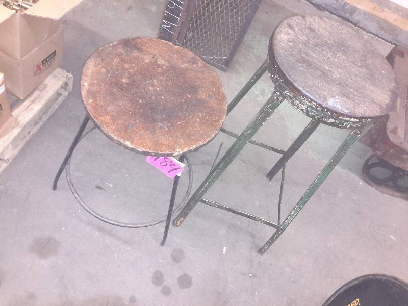 lot 184 image: 2 Steel and Wood Stools