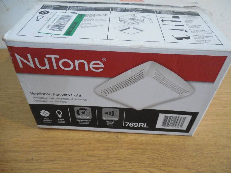 lot 25 image: NuTone 70 CFM Ceiling Exhaust Fan with Light
