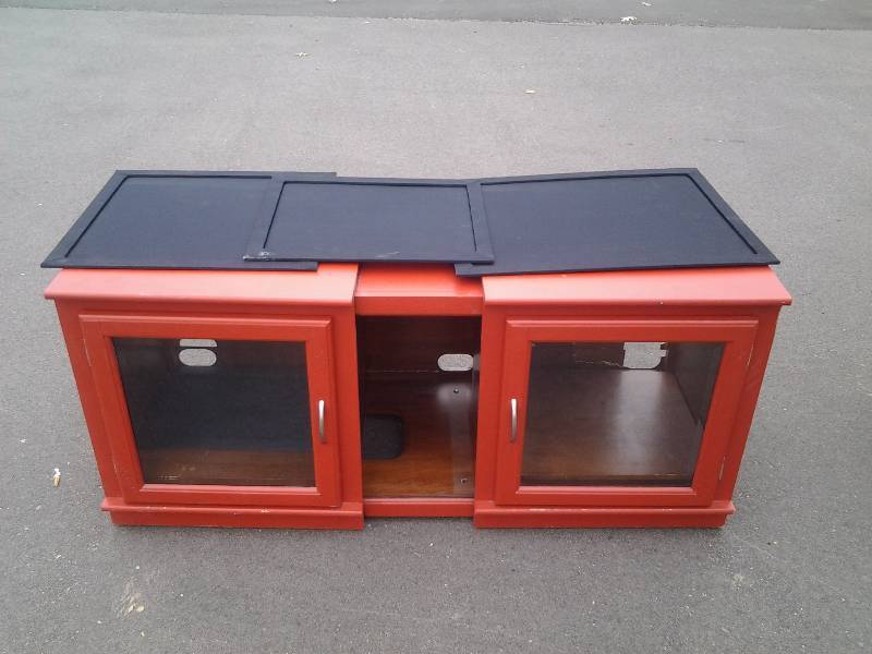 lot 2 image: Expandable-Glass Door Cabinet 42x20x73 Expands To 51 Inches