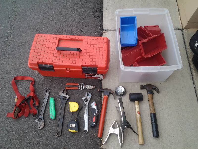 lot 7 image: Tool Box & Bin Full Of Tools & Organizers