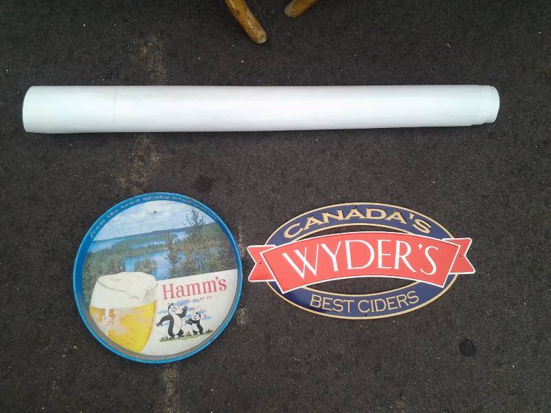 lot 35 image: Hamms Beer Serving Tray, Wyders Cider Sign, Large Poster