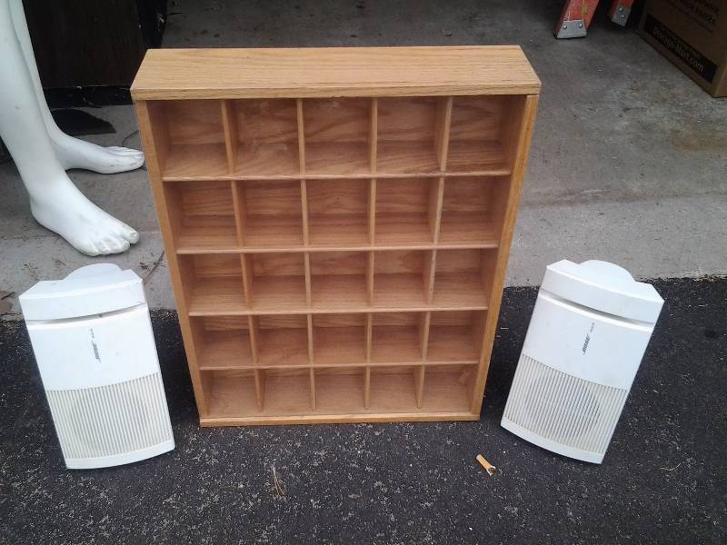 lot 47 image: Shadow Box With Glass, 2-Bose Surround Sound Speakers