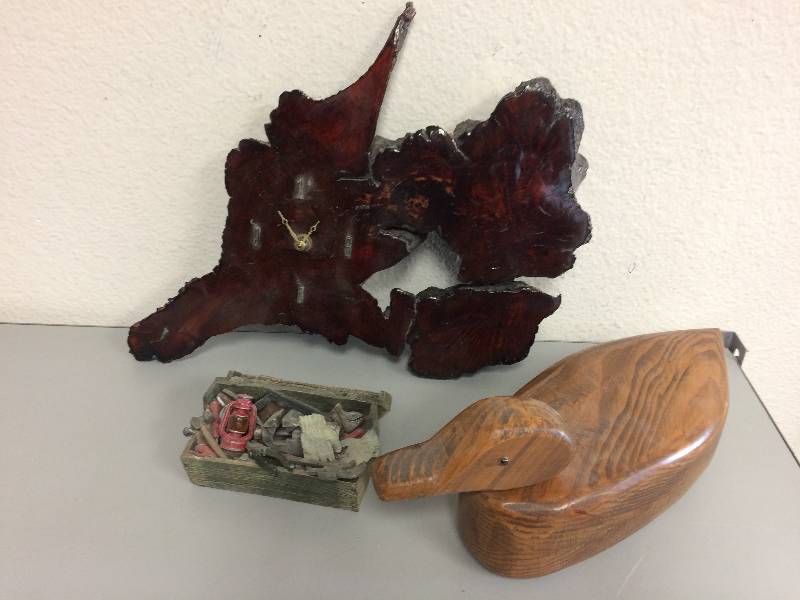 lot 10 image: Clock, Duck and Paper Weight