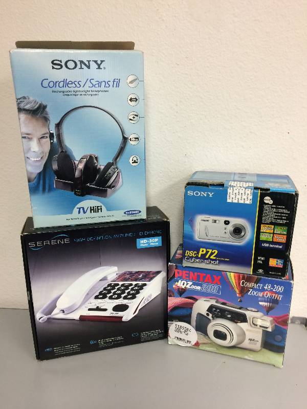 lot 32 image: Telephone, Headphones and Cameras